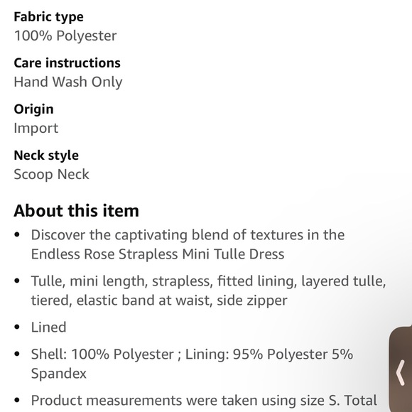 Endless Rose strapless dress size Small - Picture 4 of 7